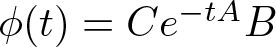 phi left parenthesis t right parenthesis equals Ce minus tAB