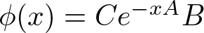phi left parenthesis x right parenthesis equals Ce minus xAB
