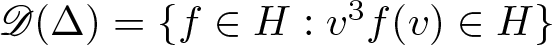 upper D left parenthesis upper Delta right parenthesis equals left brace f element of upper H colon v 3 f left parenthesis v right parenthesis element of upper H right brace