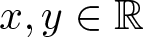 x comma y element of upper R