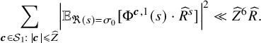 sigma summation Underscript bold italic c element of script upper S 1 colon StartAbsoluteValue bold italic c EndAbsoluteValue less than or slanted equals ModifyingAbove upper Z With caret Endscripts StartAbsoluteValue double struck upper E Subscript normal fraktur upper R left parenthesis s right parenthesis equals sigma 0 Baseline left bracket normal upper Phi Superscript bold italic c comma 1 Baseline left parenthesis s right parenthesis dot ModifyingAbove upper R With caret Superscript s Baseline right bracket EndAbsoluteValue squared much less than ModifyingAbove upper Z With caret Superscript 6 Baseline ModifyingAbove upper R With caret period
