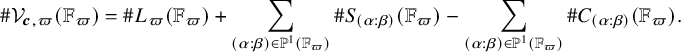 number sign script upper V Subscript bold italic c comma pi Baseline left parenthesis double struck upper F Subscript pi Baseline right parenthesis equals number sign upper L Subscript pi Baseline left parenthesis double struck upper F Subscript pi Baseline right parenthesis plus sigma summation Underscript left parenthesis alpha colon beta right parenthesis element of double struck upper P Superscript 1 Baseline left parenthesis double struck upper F Subscript pi Baseline right parenthesis Endscripts number sign upper S Subscript left parenthesis alpha colon beta right parenthesis Baseline left parenthesis double struck upper F Subscript pi Baseline right parenthesis minus sigma summation Underscript left parenthesis alpha colon beta right parenthesis element of double struck upper P Superscript 1 Baseline left parenthesis double struck upper F Subscript pi Baseline right parenthesis Endscripts number sign upper C Subscript left parenthesis alpha colon beta right parenthesis Baseline left parenthesis double struck upper F Subscript pi Baseline right parenthesis period