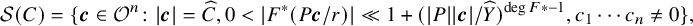 script upper S left parenthesis upper C right parenthesis equals left brace bold italic c element of script upper O Superscript n Baseline colon StartAbsoluteValue bold italic c EndAbsoluteValue equals ModifyingAbove upper C With caret comma 0 less than StartAbsoluteValue upper F Superscript asterisk Baseline left parenthesis upper P bold italic c divided by r right parenthesis EndAbsoluteValue much less than 1 plus left parenthesis StartAbsoluteValue upper P EndAbsoluteValue StartAbsoluteValue bold italic c EndAbsoluteValue divided by ModifyingAbove upper Y With caret right parenthesis Superscript degree upper F asterisk negative 1 Baseline comma c 1 midline horizontal ellipsis c Subscript n Baseline not equals 0 right brace comma