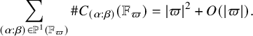 sigma summation Underscript left parenthesis alpha colon beta right parenthesis element of double struck upper P Superscript 1 Baseline left parenthesis double struck upper F Subscript pi Baseline right parenthesis Endscripts number sign upper C Subscript left parenthesis alpha colon beta right parenthesis Baseline left parenthesis double struck upper F Subscript pi Baseline right parenthesis equals StartAbsoluteValue pi EndAbsoluteValue squared plus upper O left parenthesis StartAbsoluteValue pi EndAbsoluteValue right parenthesis period