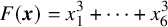 upper F left parenthesis bold italic x right parenthesis equals x 1 cubed plus midline horizontal ellipsis plus x 6 cubed