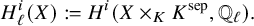StartLayout 1st Row upper H Subscript script l Superscript i Baseline left parenthesis upper X right parenthesis colon equals upper H Superscript i Baseline left parenthesis upper X times Subscript upper K Baseline upper K Superscript sep Baseline comma double struck upper Q Subscript script l Baseline right parenthesis period EndLayout