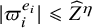 StartAbsoluteValue pi Subscript i Superscript e Super Subscript i Superscript Baseline EndAbsoluteValue less than or slanted equals ModifyingAbove upper Z With caret Superscript eta