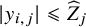 StartAbsoluteValue y Subscript i comma j Baseline EndAbsoluteValue less than or slanted equals ModifyingAbove upper Z With caret Subscript j