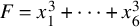 upper F equals x 1 cubed plus midline horizontal ellipsis plus x 6 cubed