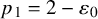 p 1 equals 2 minus epsilon 0