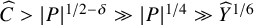 ModifyingAbove upper C With caret greater than StartAbsoluteValue upper P EndAbsoluteValue Superscript 1 divided by 2 minus delta Baseline much greater than StartAbsoluteValue upper P EndAbsoluteValue Superscript 1 divided by 4 Baseline much greater than ModifyingAbove upper Y With caret Superscript 1 divided by 6