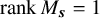 rank upper M Subscript bold italic s Baseline equals 1