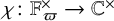 chi colon double struck upper F Subscript pi Superscript times Baseline right arrow double struck upper C Superscript times