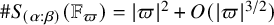 number sign upper S Subscript left parenthesis alpha colon beta right parenthesis Baseline left parenthesis double struck upper F Subscript pi Baseline right parenthesis equals StartAbsoluteValue pi EndAbsoluteValue squared plus upper O left parenthesis StartAbsoluteValue pi EndAbsoluteValue Superscript 3 divided by 2 Baseline right parenthesis