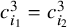 c Subscript i 1 Superscript 3 Baseline equals c Subscript i 2 Superscript 3