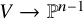 upper V right arrow double struck upper P Superscript n minus 1