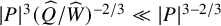 StartAbsoluteValue upper P EndAbsoluteValue cubed left parenthesis ModifyingAbove upper Q With caret divided by ModifyingAbove upper W With caret right parenthesis Superscript negative 2 divided by 3 Baseline much less than StartAbsoluteValue upper P EndAbsoluteValue Superscript 3 minus 2 divided by 3