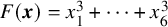 upper F left parenthesis bold italic x right parenthesis equals x 1 cubed plus midline horizontal ellipsis plus x 6 cubed