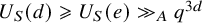 upper U Subscript upper S Baseline left parenthesis d right parenthesis greater than or slanted equals upper U Subscript upper S Baseline left parenthesis e right parenthesis much greater than Subscript upper A Baseline q Superscript 3 d