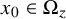 x 0 element of normal upper Omega Subscript z