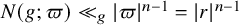 upper N left parenthesis g semicolon pi right parenthesis much less than Subscript g Baseline StartAbsoluteValue pi EndAbsoluteValue Superscript n minus 1 Baseline equals StartAbsoluteValue r EndAbsoluteValue Superscript n minus 1