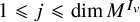 1 less than or slanted equals j less than or slanted equals dimension upper M Superscript upper I Super Subscript v