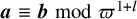 bold italic a identical to bold italic b mod pi Superscript 1 plus l