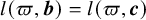 l left parenthesis pi comma bold italic b right parenthesis equals l left parenthesis pi comma bold italic c right parenthesis