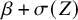 beta plus sigma left parenthesis upper Z right parenthesis