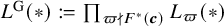 upper L Superscript upper G Baseline left parenthesis asterisk right parenthesis colon equals product Underscript pi does not divide upper F Superscript asterisk Baseline left parenthesis bold italic c right parenthesis Endscripts upper L Subscript pi Baseline left parenthesis asterisk right parenthesis