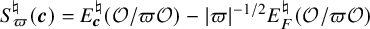 upper S Subscript pi Superscript normal natural Baseline left parenthesis bold italic c right parenthesis equals upper E Subscript bold italic c Superscript normal natural Baseline left parenthesis script upper O divided by pi script upper O right parenthesis minus StartAbsoluteValue pi EndAbsoluteValue Superscript negative 1 divided by 2 Baseline upper E Subscript upper F Superscript normal natural Baseline left parenthesis script upper O divided by pi script upper O right parenthesis