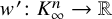w prime colon upper K Subscript infinity Superscript n Baseline right arrow double struck upper R
