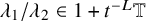 lamda 1 divided by lamda 2 element of 1 plus t Superscript negative upper L Baseline double struck upper T
