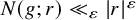 upper N left parenthesis g semicolon r right parenthesis much less than Subscript epsilon Baseline StartAbsoluteValue r EndAbsoluteValue Superscript epsilon