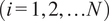 i equals 12 ellipsis upper N