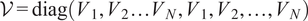 upper V equals diagV 1 upper V 2 ellipsis VNV 1 upper V 2 ellipsis VN