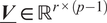 upper V bar element of double struck upper R r times p minus 1