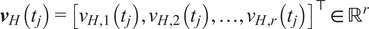 vHtj equals vH comma 1 tjvH comma 2 tj ellipsis vH comma rtj down tack element of double struck upper R r