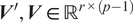 upper V prime comma upper V element of double struck upper R r times p minus 1
