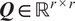 upper Q element of double struck upper R r times r