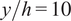 y slash h equals 10
