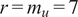 r equals mu equals 7