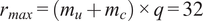 rmax equals mu plus mc times q equals 32