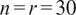 n equals r equals 30