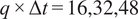 q times upper Delta t equals 16 comma 32 comma 48