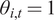 theta i comma t equals 1