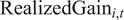RealizedGaini comma t