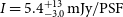 upper I equals 5.4 StartLayout 1st Row plus 13 2nd Row negative 3.0 EndLayout normal m normal upper J normal y divided by normal upper P normal upper S normal upper F