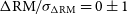 normal upper Delta RM slash sigma Subscript normal upper Delta RM Baseline equals 0 plus or minus 1