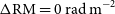 normal upper Delta RM equals 0 normal r normal a normal d normal m Superscript negative 2